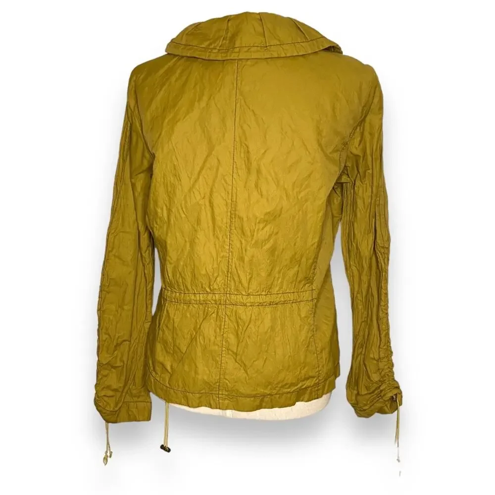 Coldwater Creek Mustard Yellow Drawstring Scrunch Snap Jacket Women’s Size 4-6